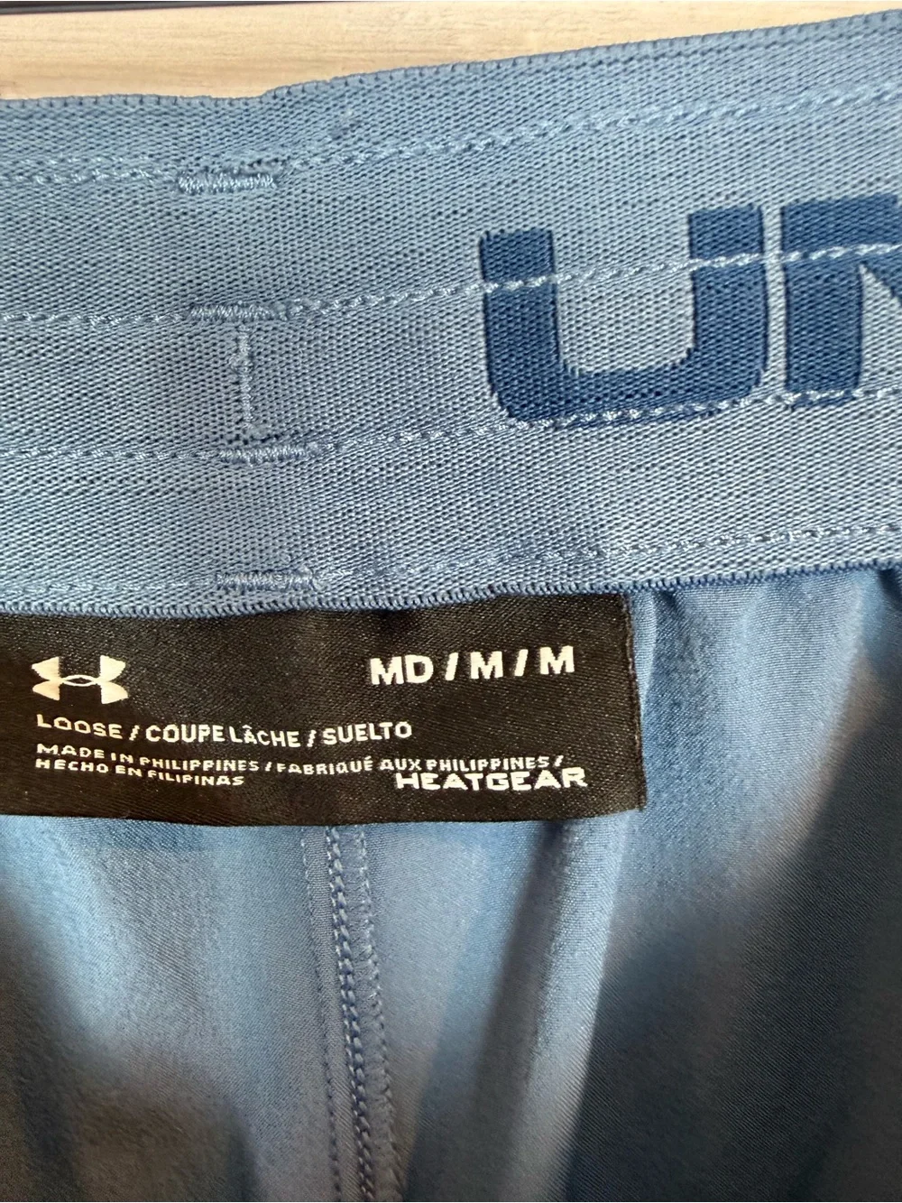 Under Armour HeatGear Blue Athletic Shorts Mens Medium Drawstring Running Gym